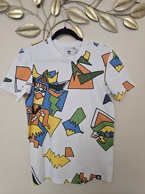 adidas White Graphic Short Sleeve T-Shirt Men Women Size S